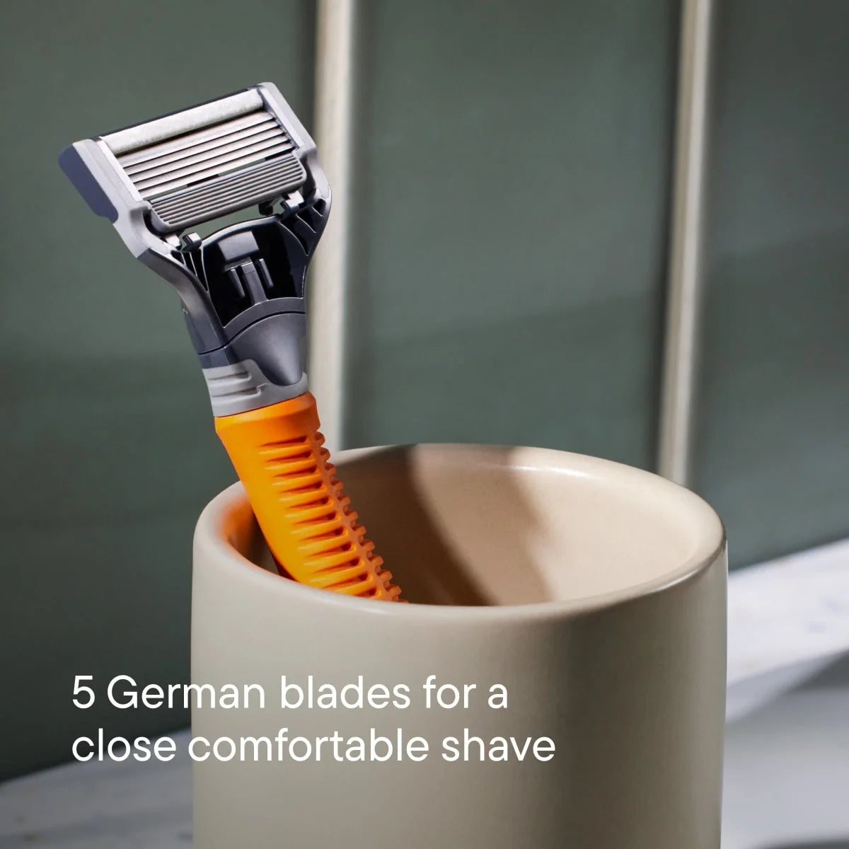 Shaving Razor for Men with 5 Razor Blade Refill Cartridges, Ember Orange