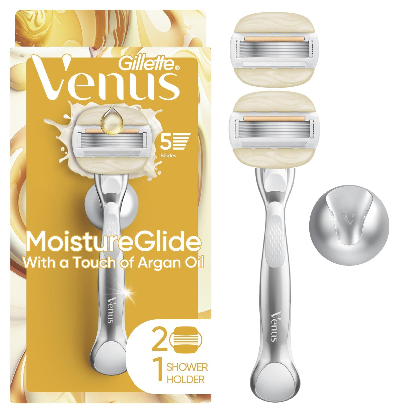 Women'S Razor with Reusable Handle, 2 Blade Refills, and Shower Holder