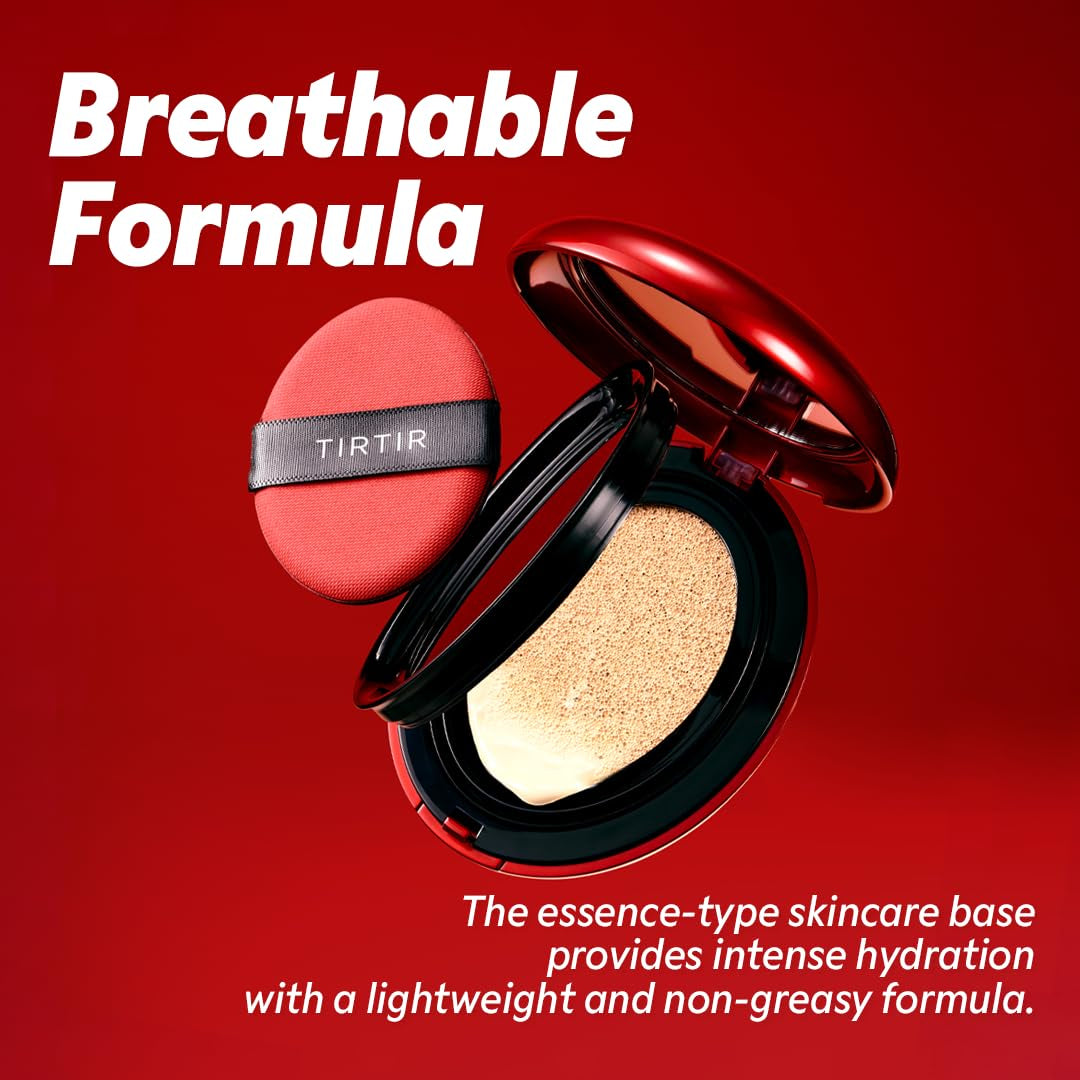 Mask Fit Red Cushion Foundation | Full Coverage, Weightless, Skin Fit, Satin Glow Finish, Korean Makeup BB Foundation, Beauty, Tattoo Cover Up, Buildable (#21W Natural Ivory, 0.63 Fl Oz)