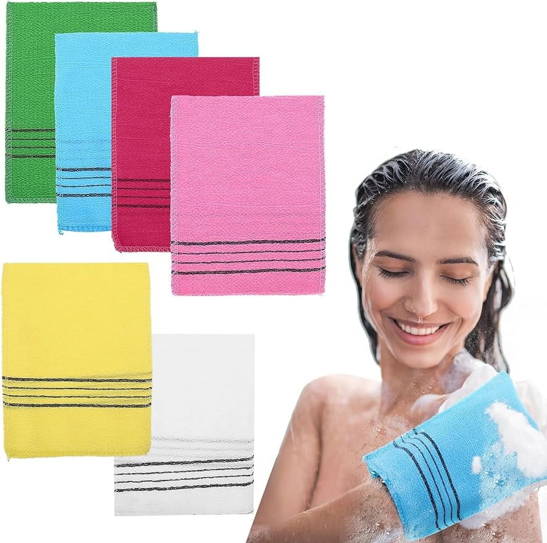 6 Pcs Korean Exfoliating Washcloth, Asian Exfoliating Mitt Bath Glove Washcloth Colorful Exfoliating Cloth Skincare Exfoliating Scrub Bath Cloth for Removing Dry Dead Skin (6 Colors)