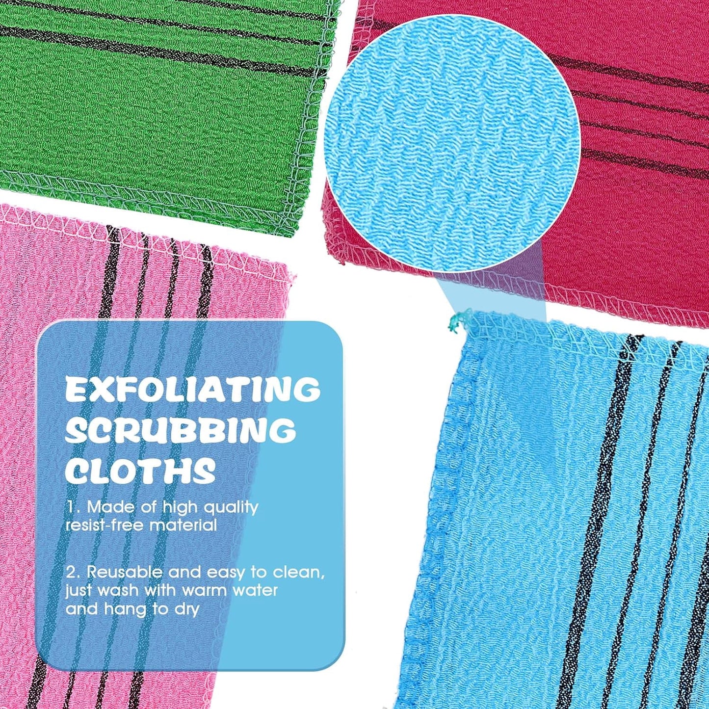 6 Pcs Korean Exfoliating Washcloth, Asian Exfoliating Mitt Bath Glove Washcloth Colorful Exfoliating Cloth Skincare Exfoliating Scrub Bath Cloth for Removing Dry Dead Skin (6 Colors)